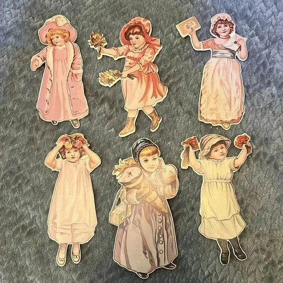 VINTAGE Merrimack "LITTLE FLOWER GIRL" W/ 6 different paper cutout dolls book - Picture 6 of 7